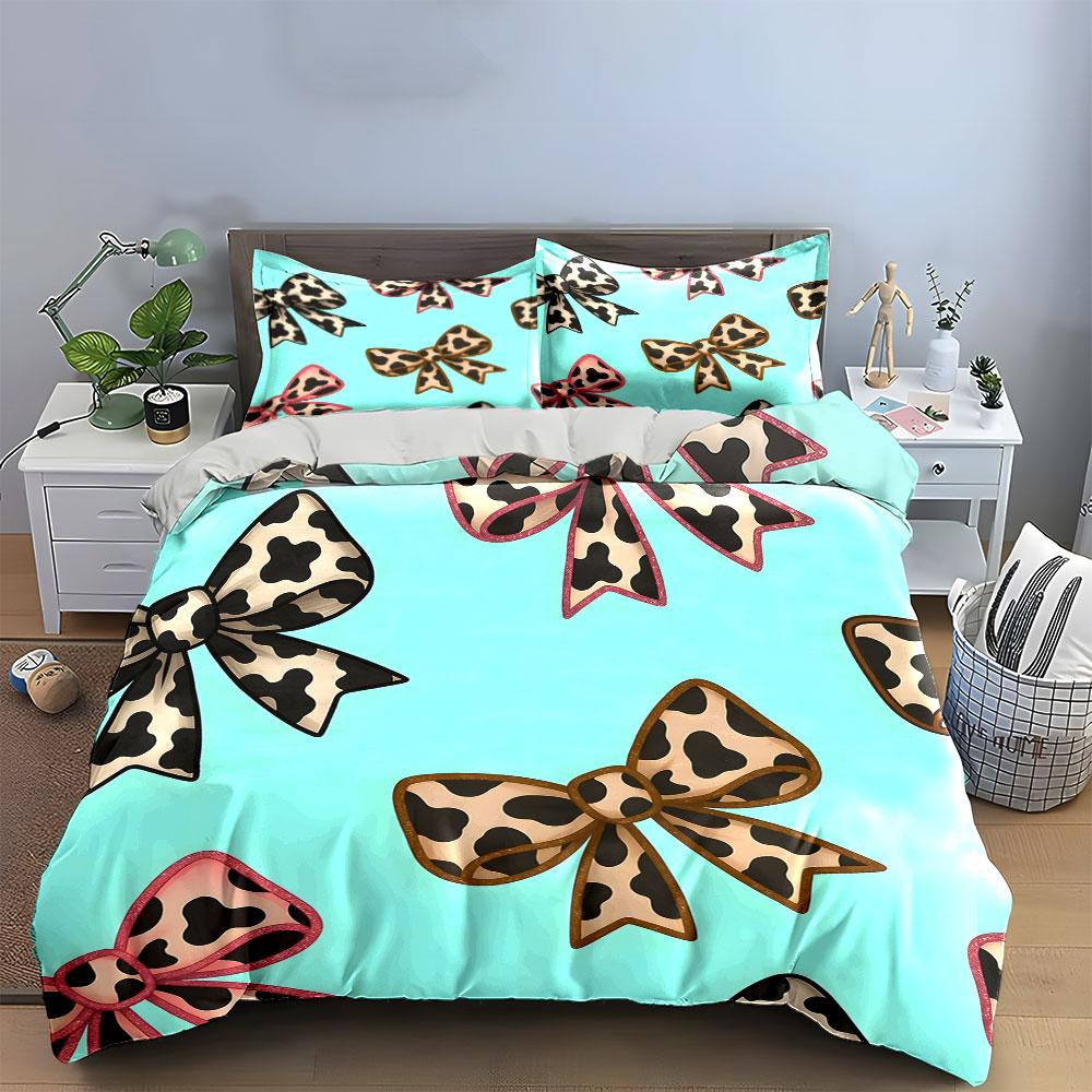 Cow-spotted bow elegance. Bedding sets Duvet covers Pillowcases(1* Duvet Cover 2* Pillowcases without duvet insert)