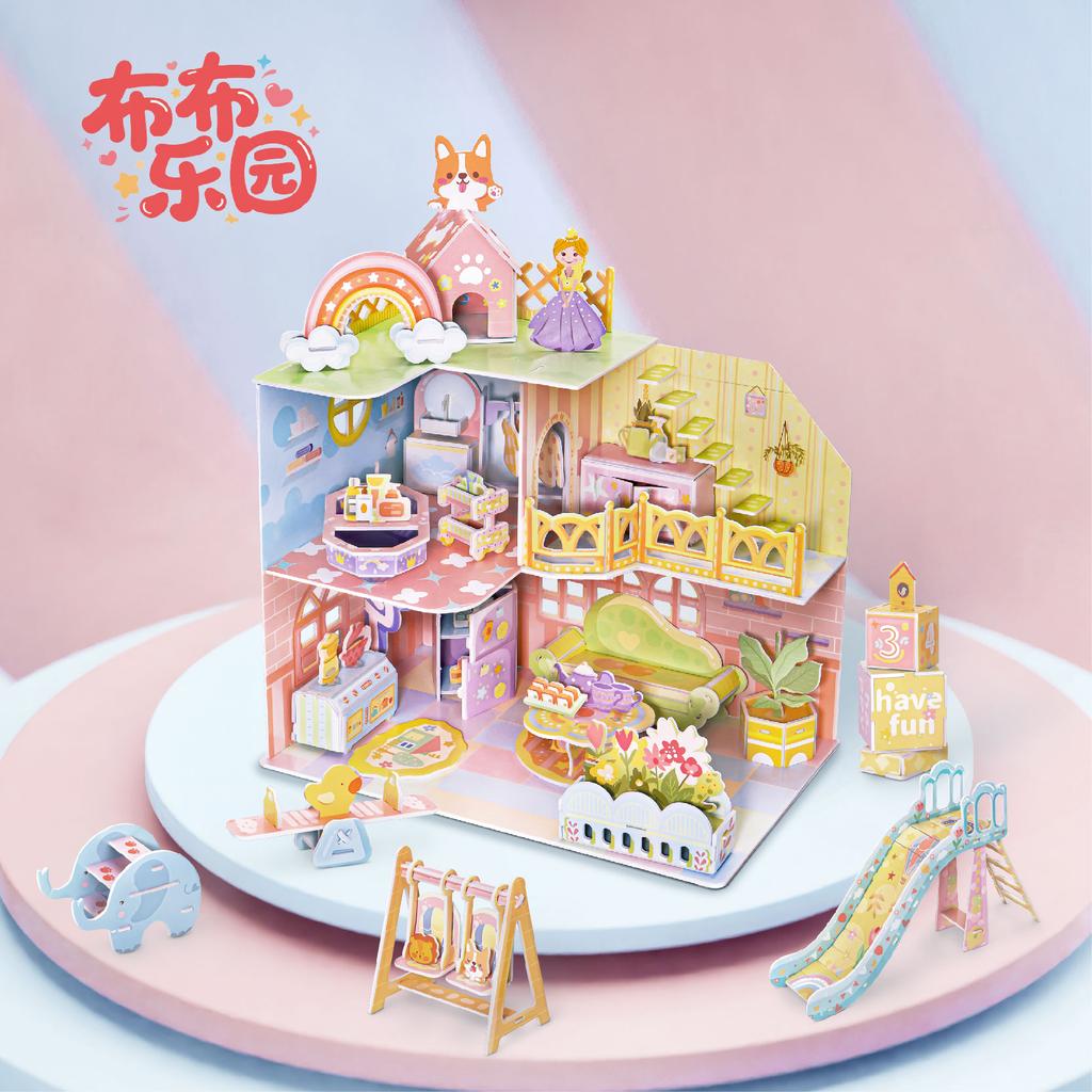 Non-Toxic Miniature Doll House Kit Handmade 3D Puzzle Assemble Model Building Toys Room Decoration Paperboard Craft Children Birthday Gift