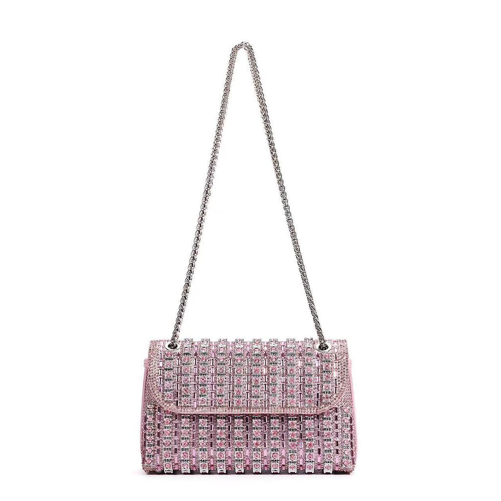 Women's Sparkling Crystal Chain Shoulder Clutch - Perfect for Weddings and Parties