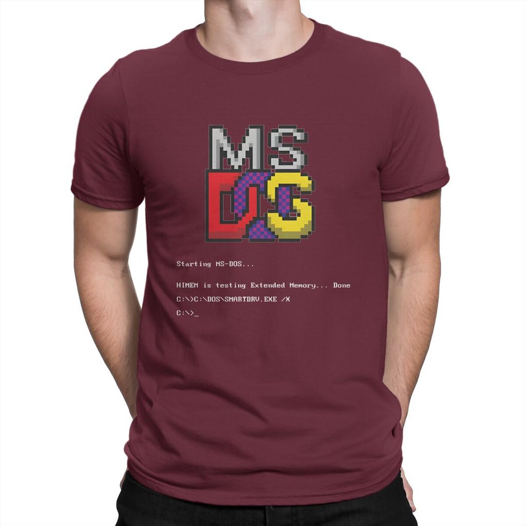 Elegant T-Shirt for Men MS-DOS Funny Cotton Tee Shirt Round Collar Short Sleeve T Shirt Printed Clothes
