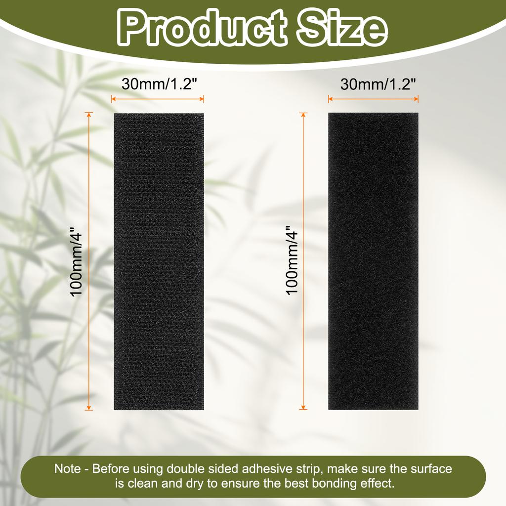 Strong Self-Adhesive Hook and Loop Fastener Tape Rectangle Nylon Sticker Adhesive Tape For Home Office Car DIY Craft Black
