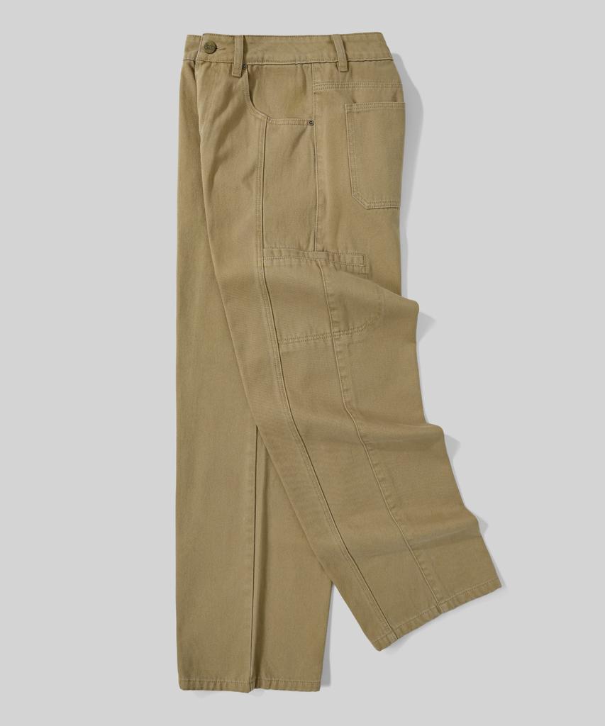 Beodeonteu Garment-Dyed Cut-Pocket Wide Twill Pants [Timber]