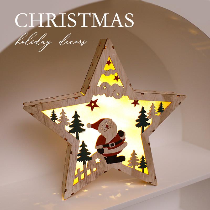 Christmas Tree Wooden Light Up Ornament With Snowman Design For Holiday Decor