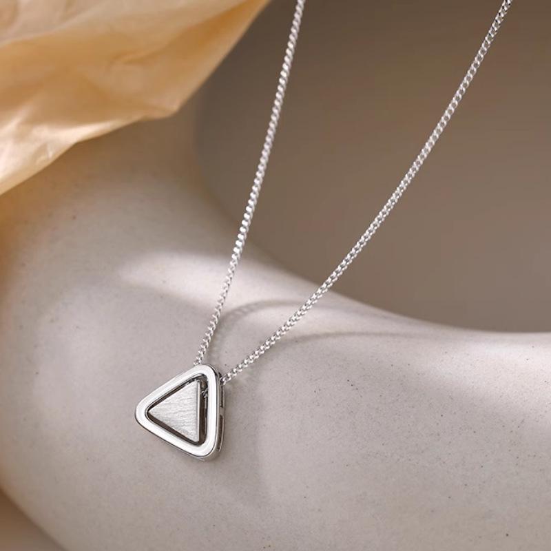 2023 New High-End 925 Sterling Silver Triangle Pendant Necklace for Women - Light Luxury Summer Clavicle Chain