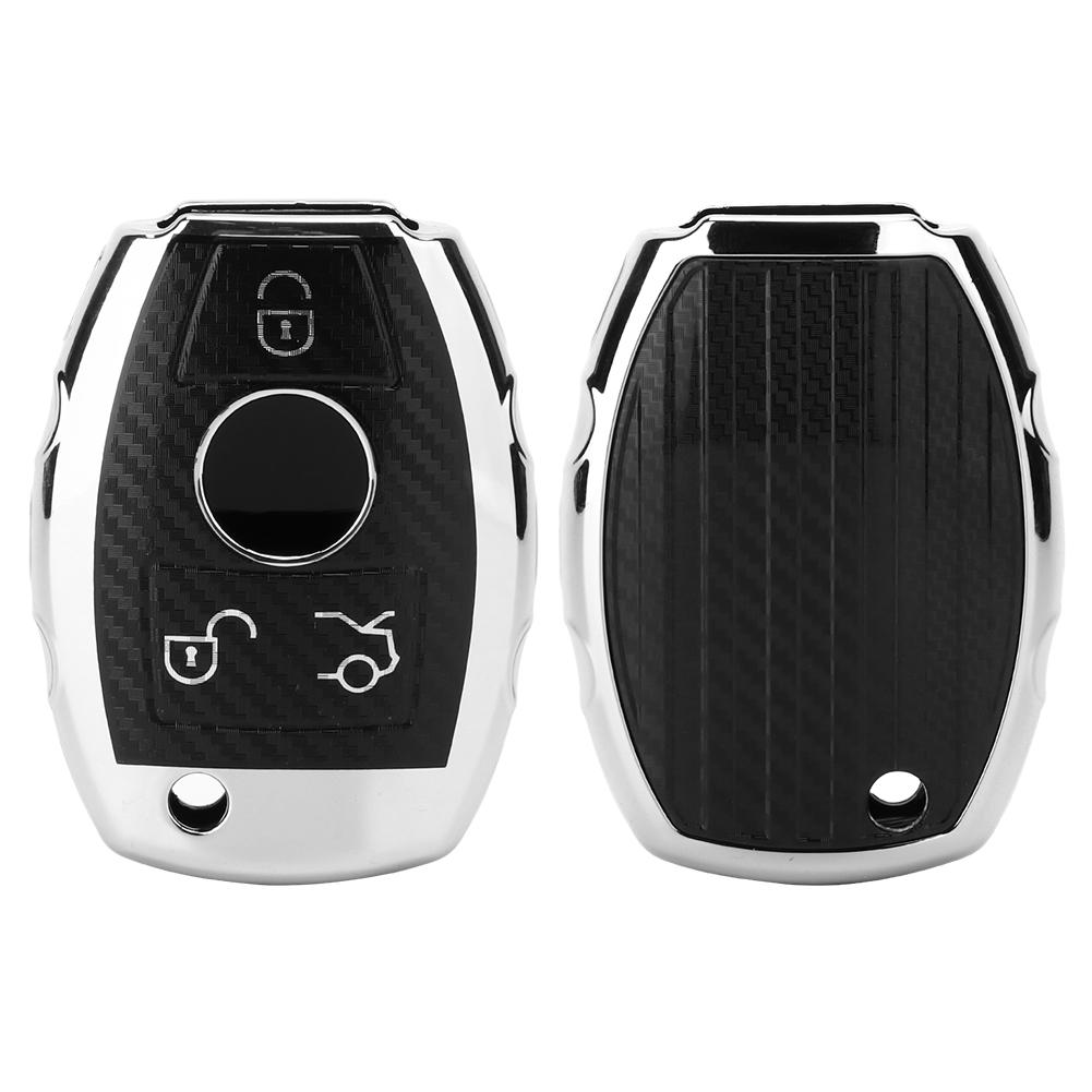 

Чехол для автомобильного ключа из углеродного волокна TPU, защитный чехол для Mercedes Benz CLA CLS CLK GLK GLA белый