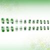 24Pcs Short Coffin Style False Nail With Patrick's Day Green Shamrock Design Artificial Nail For Fashionable Women