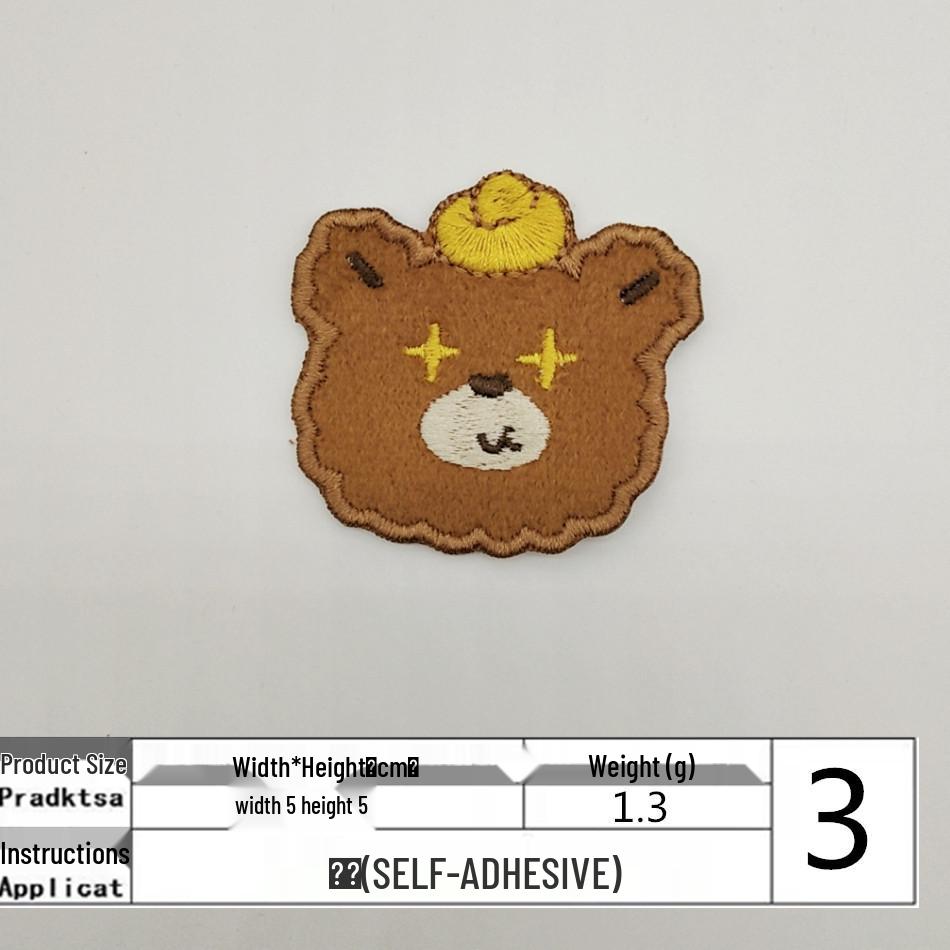 Stylish Little Bear Embroidered Patch Scarf with Self-Adhesive Decorative Neckline