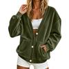 Women's Casual V Neck Button Down Long Sleeve Jacket Loose Fit Lightweight Soft Fabric Outerwear