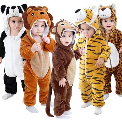 Winter Baby Strampler Baby Pyjamas Panda Tiger Leopard Affe Fuchs Tier Cartoon Kapuzen Strampler Cosplay Kostüm Jungen Mädchen Pyjama