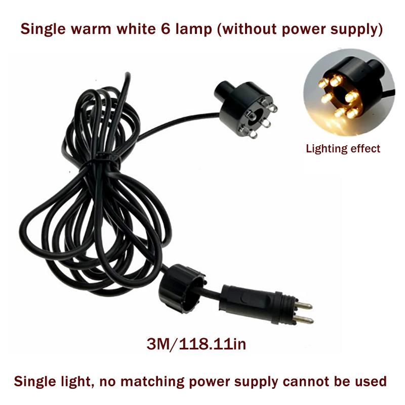 

1 шт. Подводное 6-светодиодное кольцо для фонтана, пруда с рыбами, водного сада, адаптер переменного тока, теплый белый/белый, украшение для фонтана A2