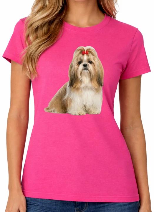 Shih Tzu Dog T-Shirt Cute Long Hair Puppy Pet Lover Womens Tee L