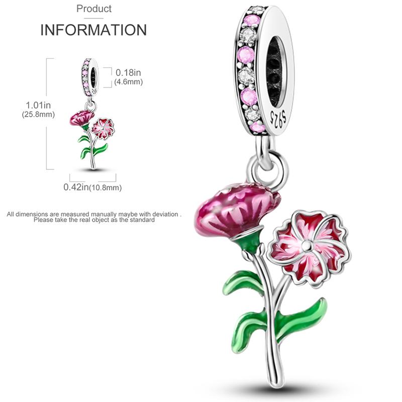 New Copper Charms Beads Sunflower Flower Daisy Original Charm Pendant Fit Charm Bracelets Diy Jewelry Birthday Gift