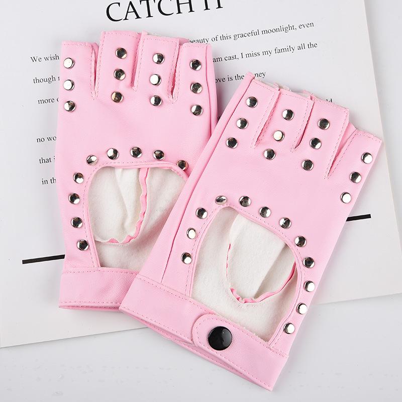 Unisex Fingerless Rivet Gloves for Street Dance, Breakdance, and Hip Hop Performances