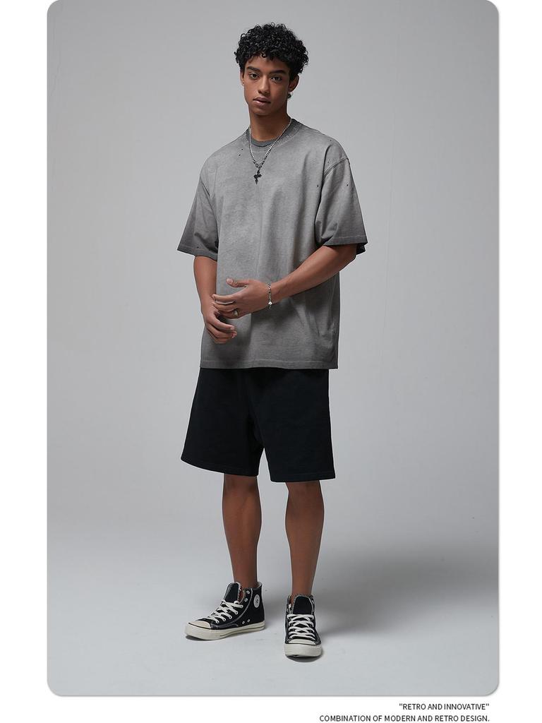 2025 Frühling/Sommer Retro Herren T-Shirt: Farbecht, Used-Look, Locker gewaschener Stil