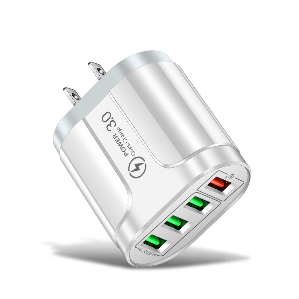 

4 Ports 5V 3A USB Charger Fast Charging QC 3.0 Wall Charging For iPhone Samsung Xiaomi Huawei EU/US Plug Wall Charger Adapter US White