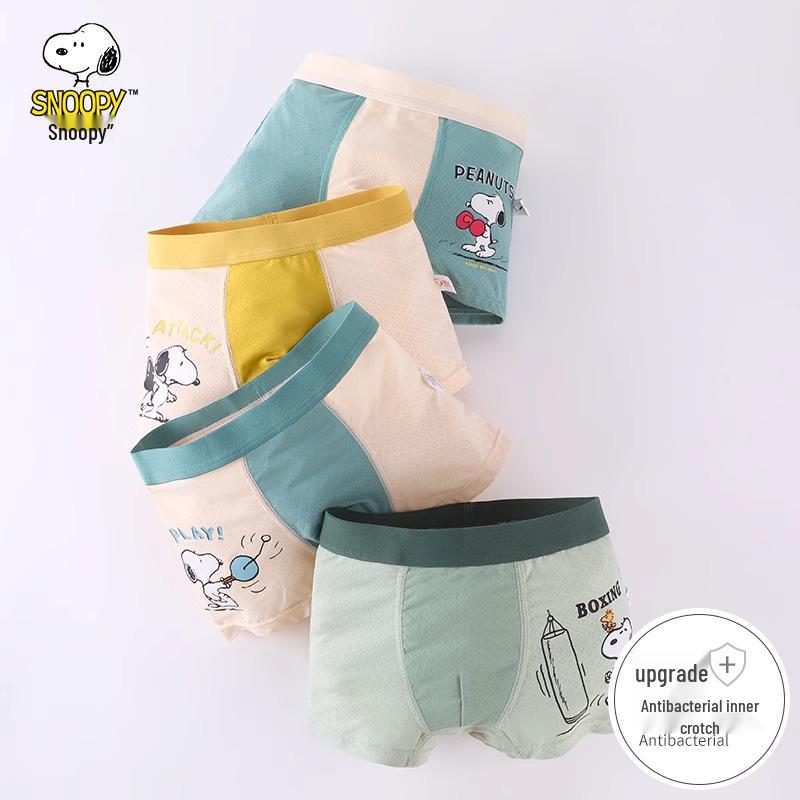 Snoopy Zomer IJszijde Antibacteriële Boxer Briefs voor Jongens, A-Klasse Kinderondergoed