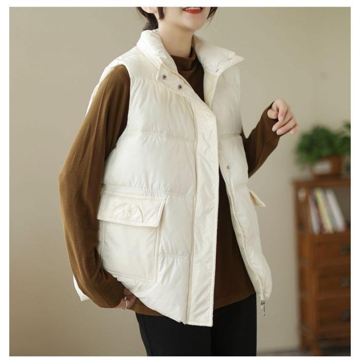 Imitation down cotton clothes vest autumn and winter new Korean version loose vest vest vest warm outside wearing vest jacket women