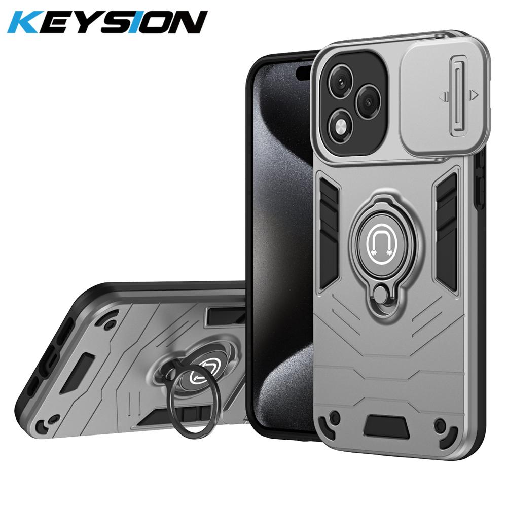 

KEYSION Противоударный бронированный чехол для HONOR 400 Lite 5G, защита камеры-слайдера, кольцо-подставка, чехол для телефона для Huawei Honor 400 Lite 5G for Honor 400 Lite серый