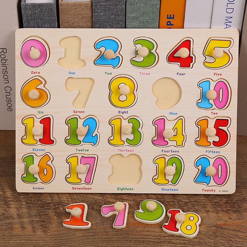 

1PCS Baby Toys Montessori Wooden Puzzle Hand Grab Board Educational Wood Puzzles for Kids Cartoon Animal Vehicle Child Gift фіолетовий