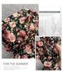 2023 Plus Size French Floral Puff Sleeve Dress: Slimming, Square Neck Summer Style