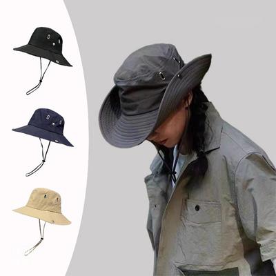 1Pc Summer Bucket Hat For Men Fisherman Cap Fishing Outdoor Sunshade Big Brim Sunscreen Riding Hiking Suncreen Sunhat