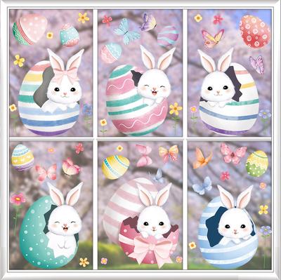 Easter Window Stickers Static Clings Easter Egg Bunny Decor for Party Home Window Decoration