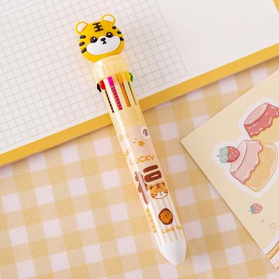 10 кольорів Кулькова ручка Kawaii Tiger 0,5 мм Кольорові чорнила Механічні гелеві ручки Прес-ручки Корейські канцтовари Шкільні канцелярські товари