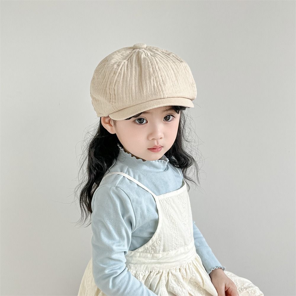 Solid Color Children Forward Hat Visor Baby Beret Retro Kids Newsboy Cap  Boy Girl