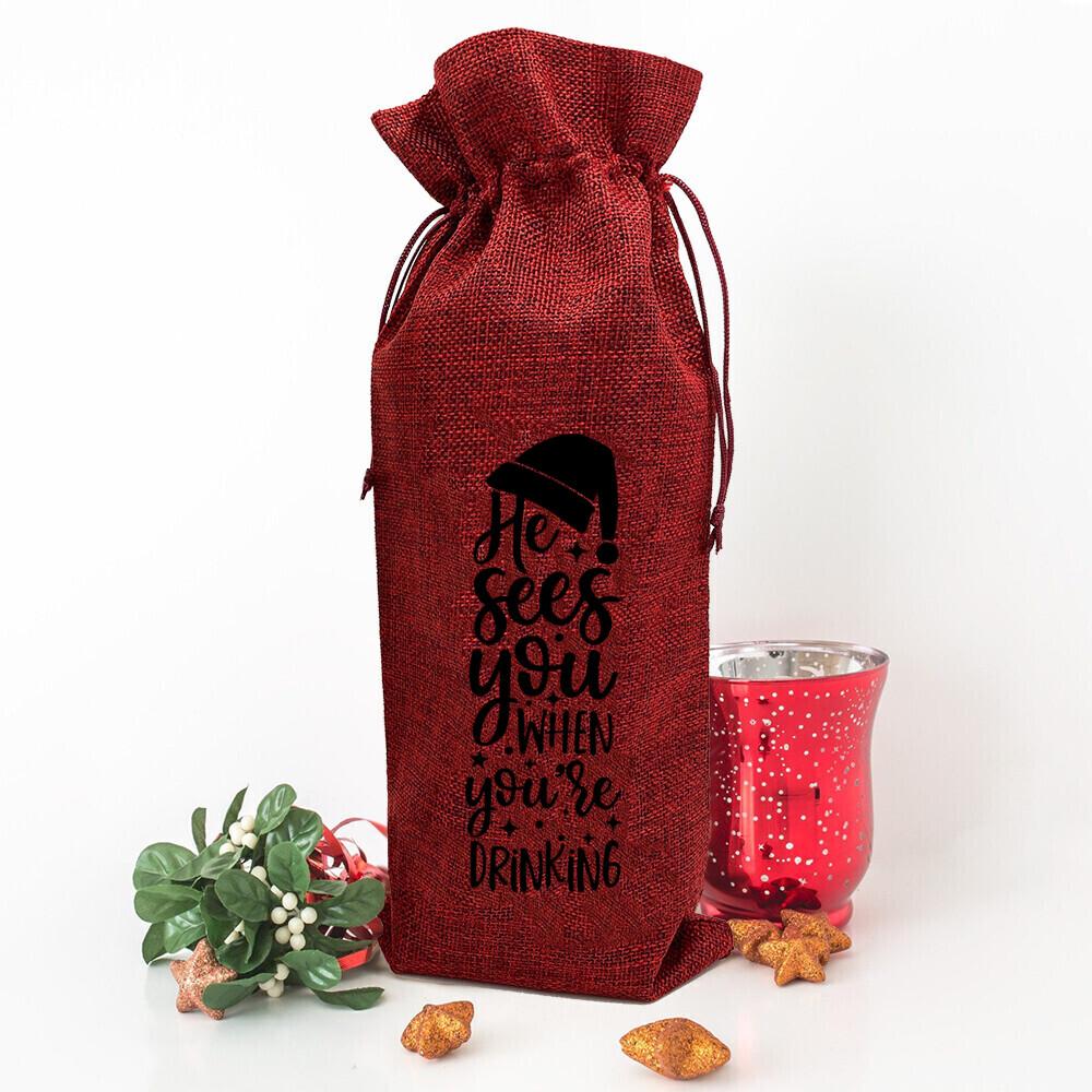 Noel ekibi baskısı Şişe çantası şarap çantaları Minimalist içki kılıfı yeni yıl masa dekorasyon paketi Şarap severlerin noel hediyeleri