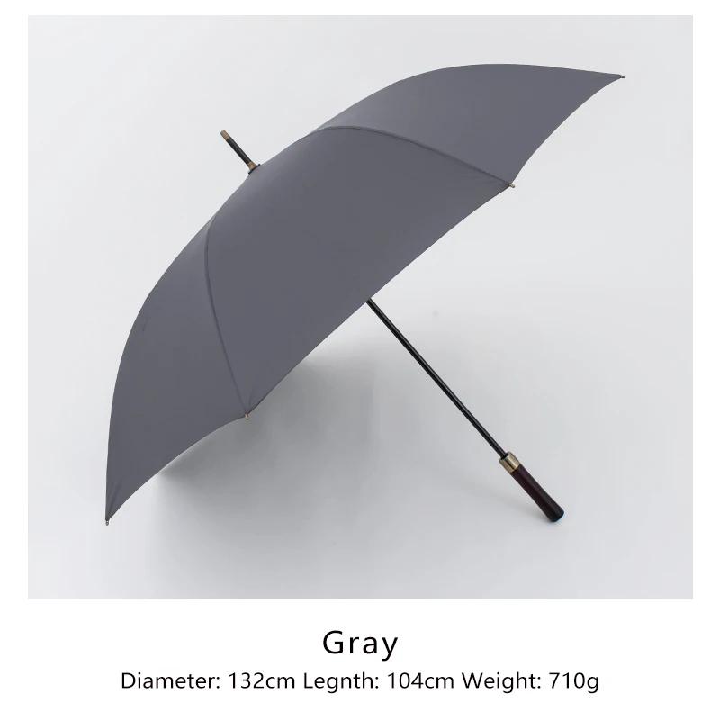 

Parachase 132см Большой Зонт Мужской Бизнес Прочный Зонт с Длинной Ручкой Дождь Женский Ветрозащитный Зонт-Трость Гольф Большие Зонты Деревянный 8K full-fiber&8K серый