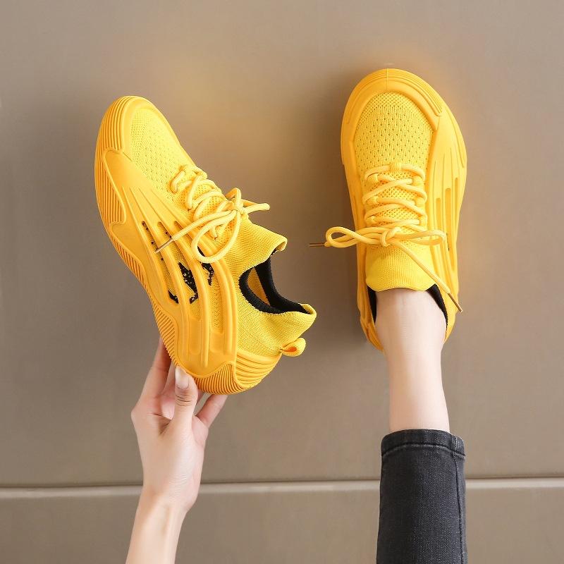 Flying Knitting Sports Shoes Socks Shoes Women's Summer Breathable Light Standing for a Long Time Not Tired Feet Soft Sole Coconut Casual Shoes