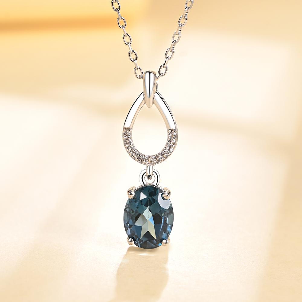 925 sterling silver Natural London blue topaz gemstone Earring Ring pendant necklace fine jewelry for women Anniversary and Engagement Gift