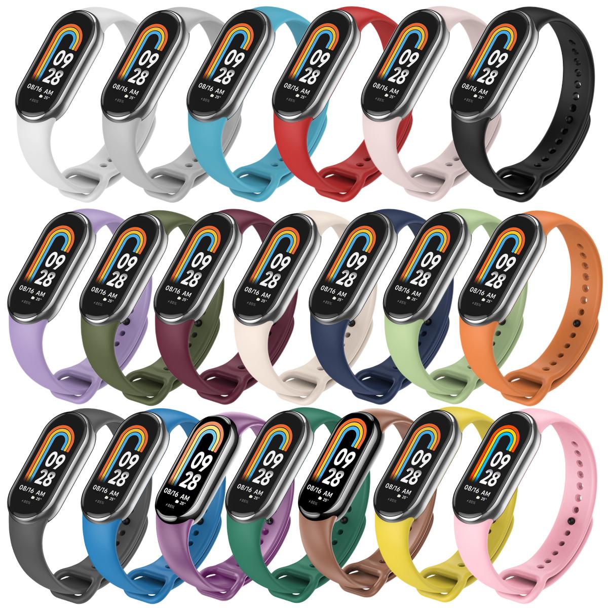

20 шт./упак. Силиконовый браслет для Xiaomi Mi Band 8 9 10 Ремешок Унисекс Удобный Мягкий Силикон Запасной ремешок для Фитнес-трекера for mi band 8 9 10