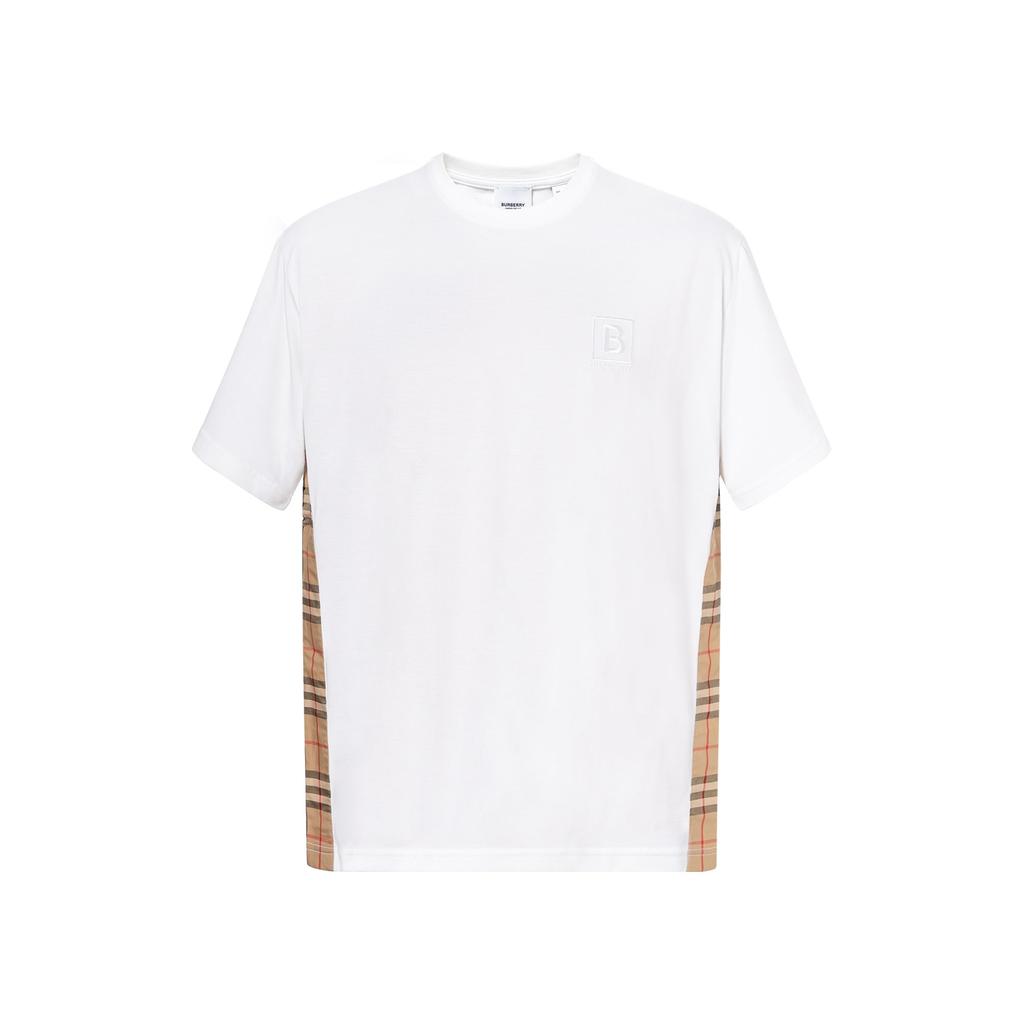 Burberry FW22 Check Panel Cotton T-shirt White 80615531