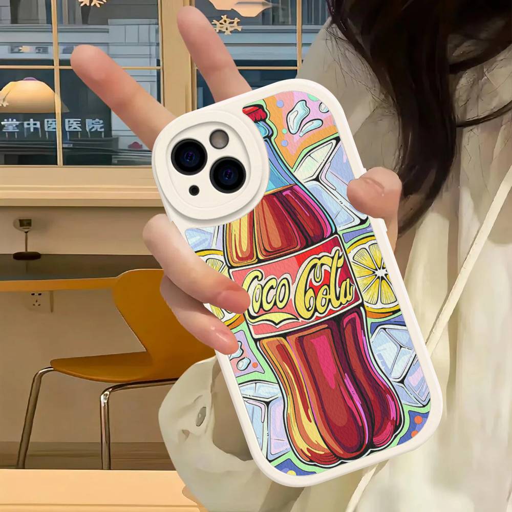 

Hot C-Coca Drinks C-Cola Phone Case For Iphone 16 15 14 13 12 11 Pro Max Plus Leather Soft Back Cover iPhone 15 pro