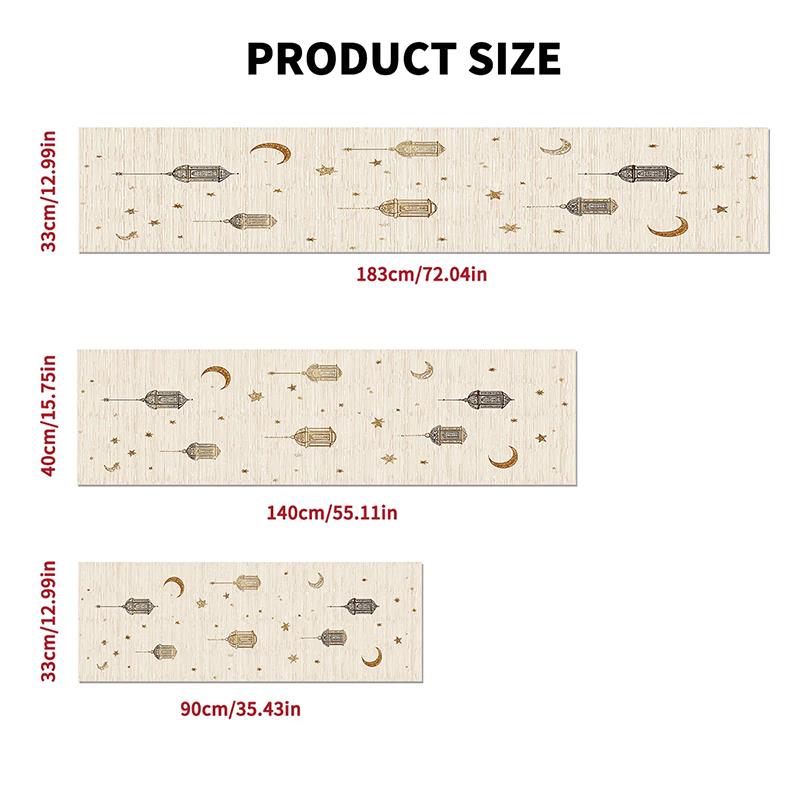 

Ramadan Eid Mubarak Linen Table Runner Party Decor Washable Golden Lantern Eid Al Fitr Dining Table Runners Ramadan Decorations S-90x33cm