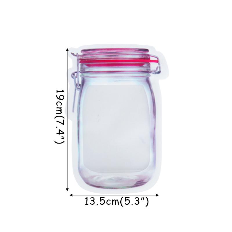 5pcs Mason Jar Bottles Bags Nuts Candy Cookies Bag Reusable Seal Fresh Food Storage Bag Snacks Ziplock Bags Kitchen Organizer