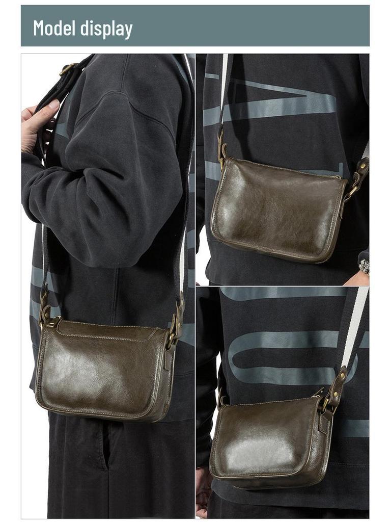 DUJIANG Men's Genuine Leather Crossbody Messenger Shoulder Bag