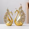 1PAIR Couple Swan Home Living Room Wine Cabinet Ornament Chinese Light Luxury Entrepreneurship Office Resin Crafts