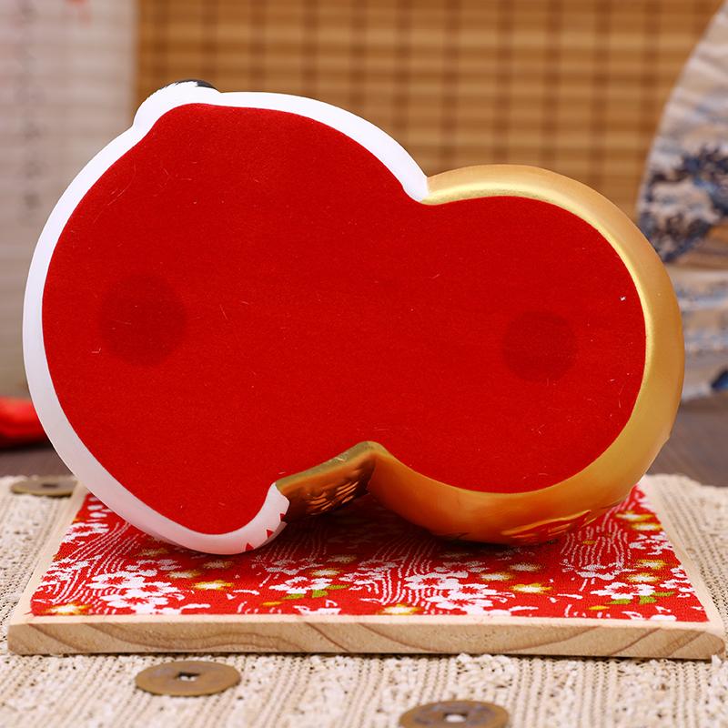 7.8 Inch Hand-painting Maneki Neko Ceramic Golden Daruma Lucky Cat Collective Fortune Cat Ornament With Wooden Board