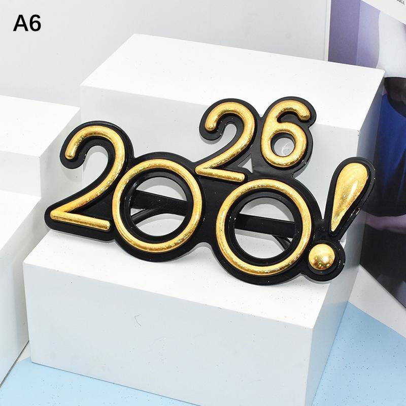 2026 Numer Okulary Szczęśliwego Roku Okulary Diamentowy Brokat Okulary Przeciwsłoneczne Rekwizyt Cosplay Dekoracja na Imprezę Świąteczną Śmieszne Okulary
