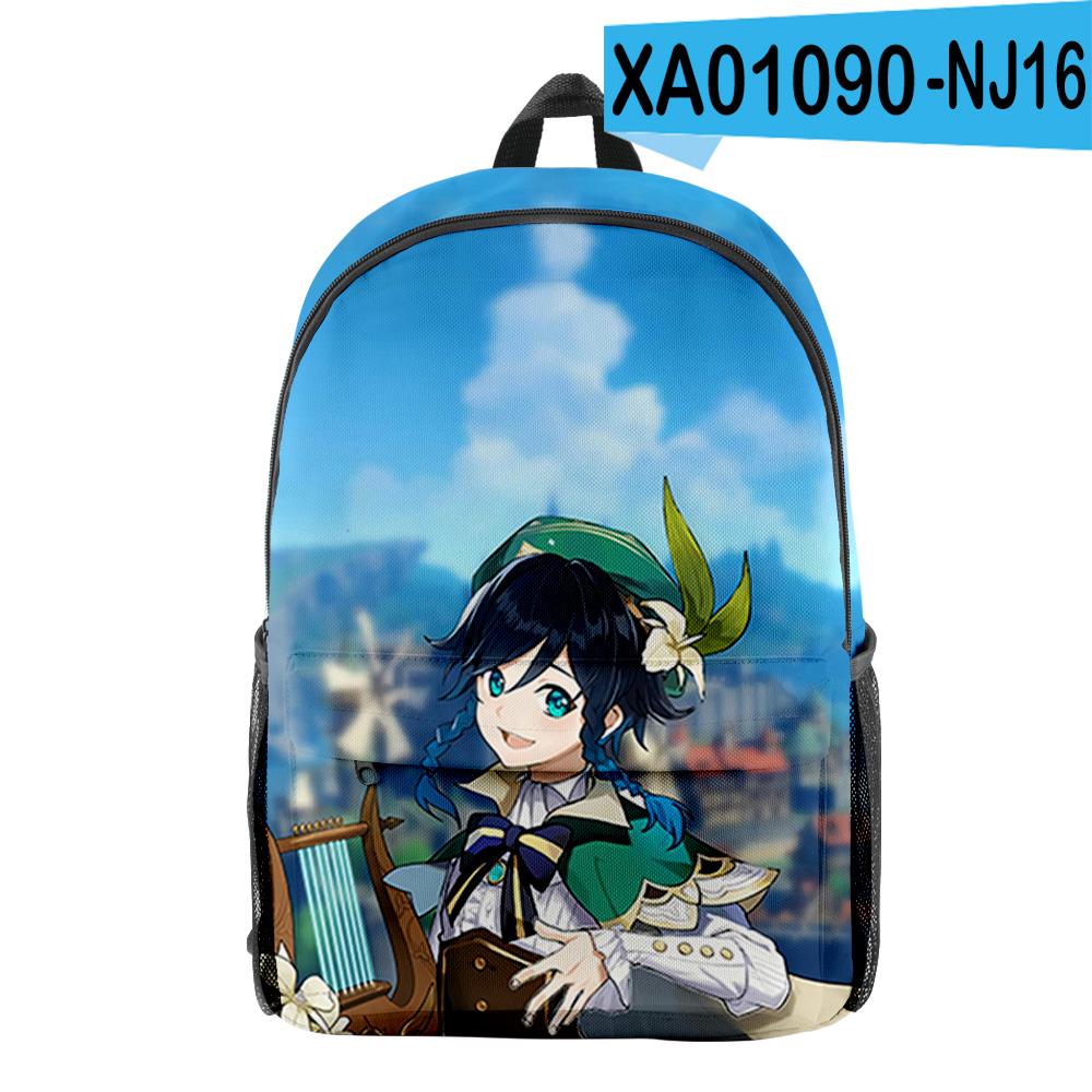 Fashion Youthful Genshin Impact Venti Student School Bags Notebook Backpacks 3D Printed Oxford Waterproof Boys/Girls Travel Bags