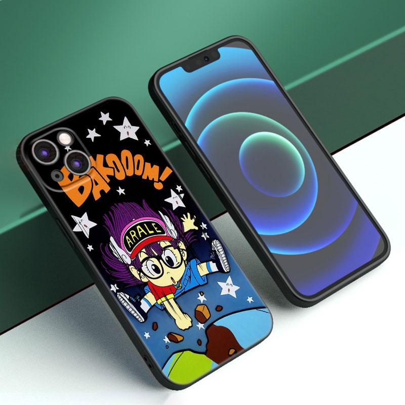 Custodia per Telefono Anime Dr Slump Arale Per Apple iPhone 12 13 Mini 11 14 15 Pro Max 7 8 Plus X XR XS SE 2020 2022 Custodia Nera in Silicone