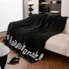 Black Monogrammed Sofa Towel, Anti-Scratch Sofa Towel, Living Room 3 Seater Sofa, Sofa Protector, All Seasons Easy To Clean