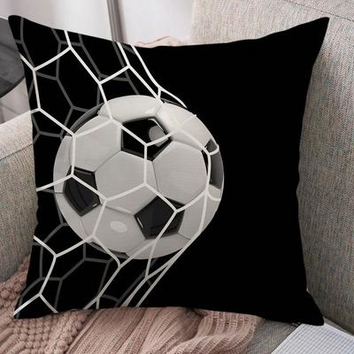 Football Pillowcase Soccer Ball Cushion Cover Sports Fan Decor Goal Net Design Athletic Themed Home Accent