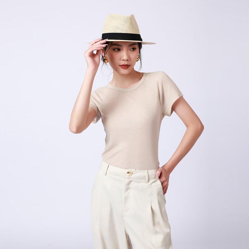RAIN.CUN Women s Elegant Knit Short-Sleeve Top M