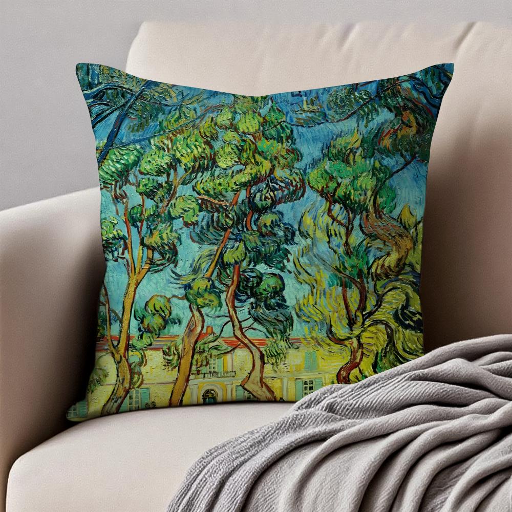 Post Impressionism VVincent Willem van Gogh Cushion Cover Pillowcase Antidustmite Invisible Zipper Short Plush Sofa Cushion