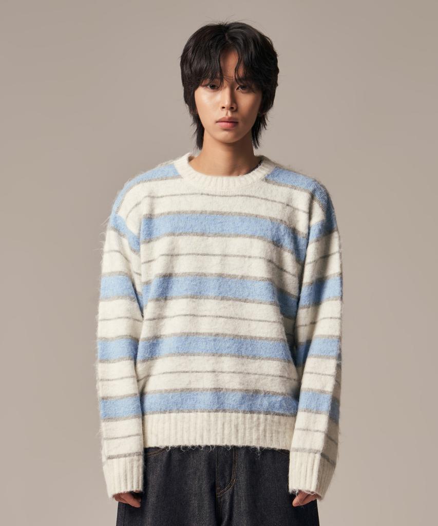IDWS Vector Stripe Mohair Knit Ivory