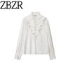 Za New Fall Women's Clothing 2025 Fashion Style Fashion Jacquard Silk Satin Texture Long Sleeves Shirt 8846588