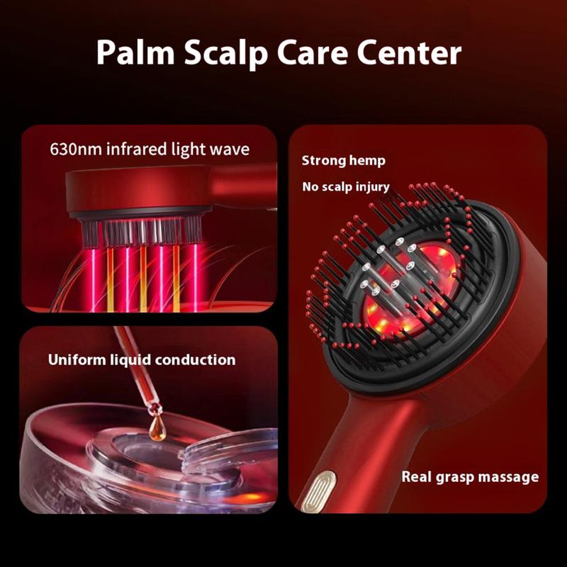 Scalp Massage Comb Red Light 3 Modes Rechargeable Hair Care Comb with Liquid Applicator 72 Round Teeth for Scalp Relaxation